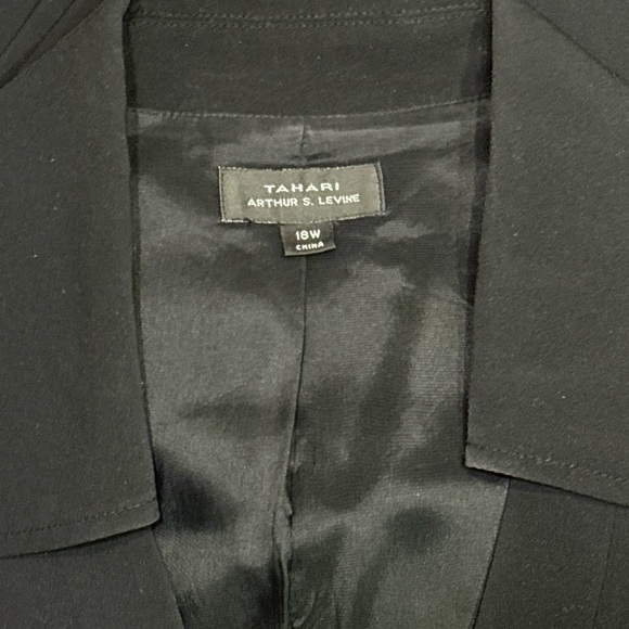 TAHARI ASL Black Collared Faux Wrap Dress with Belt - Picture 6 of 9